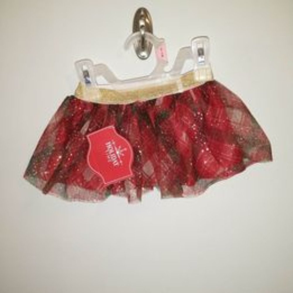 Holiday Time baby red pattern tutu skirt 0/3 month K-005